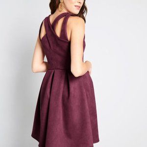 ModCloth Burgundy Crossback Suede Mini Dress